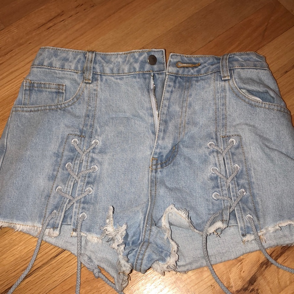 Cross up jean shorts